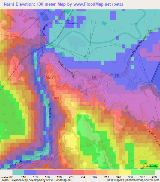 Narni,Italy Elevation Map