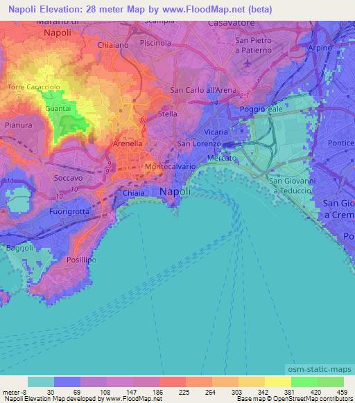 Napoli,Italy Elevation Map