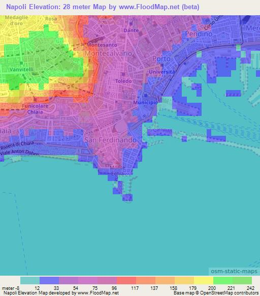 Napoli,Italy Elevation Map