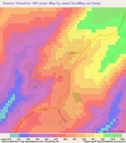 Demirci,Turkey Elevation Map