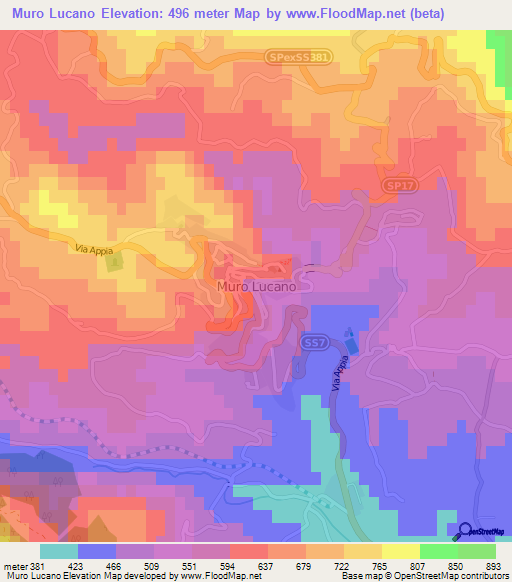 Muro Lucano,Italy Elevation Map