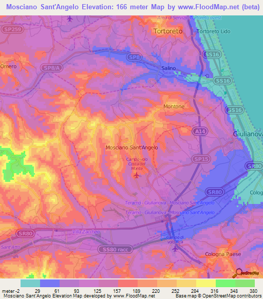 Mosciano Sant'Angelo,Italy Elevation Map