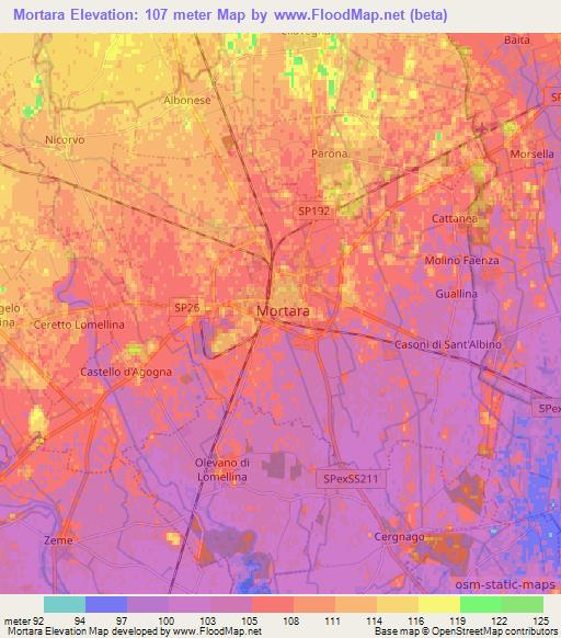 Mortara,Italy Elevation Map