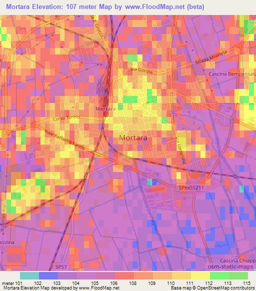 Mortara,Italy Elevation Map