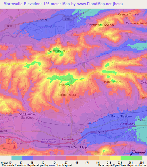 Morrovalle,Italy Elevation Map