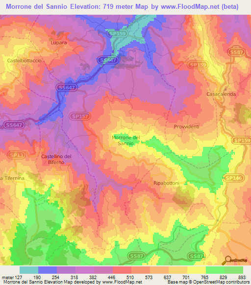 Morrone del Sannio,Italy Elevation Map