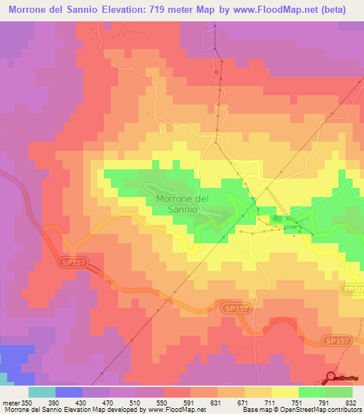 Morrone del Sannio,Italy Elevation Map