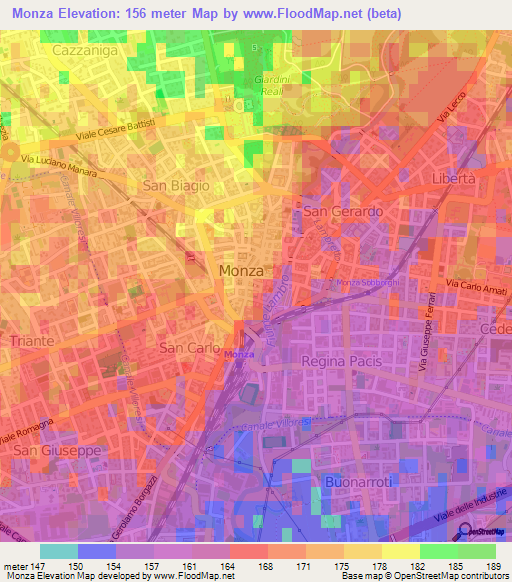 Monza,Italy Elevation Map