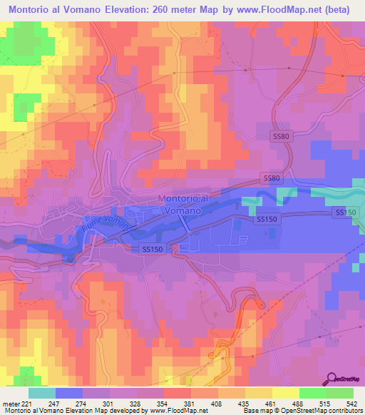 Montorio al Vomano,Italy Elevation Map