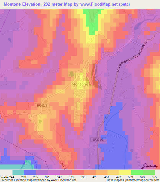 Montone,Italy Elevation Map