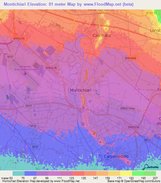 Montichiari,Italy Elevation Map