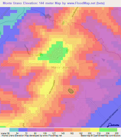 Monte Urano,Italy Elevation Map