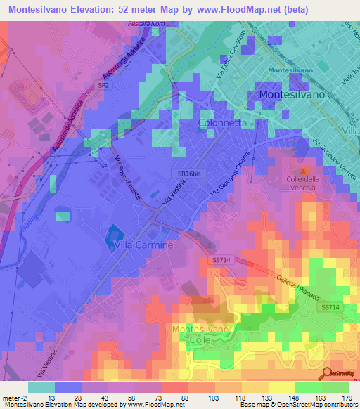 Montesilvano,Italy Elevation Map