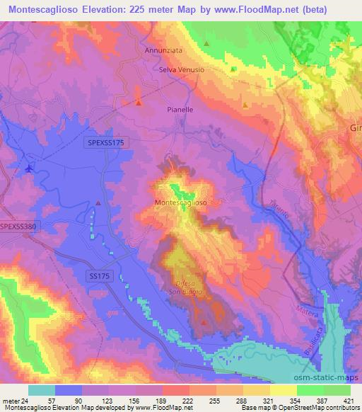 Montescaglioso,Italy Elevation Map