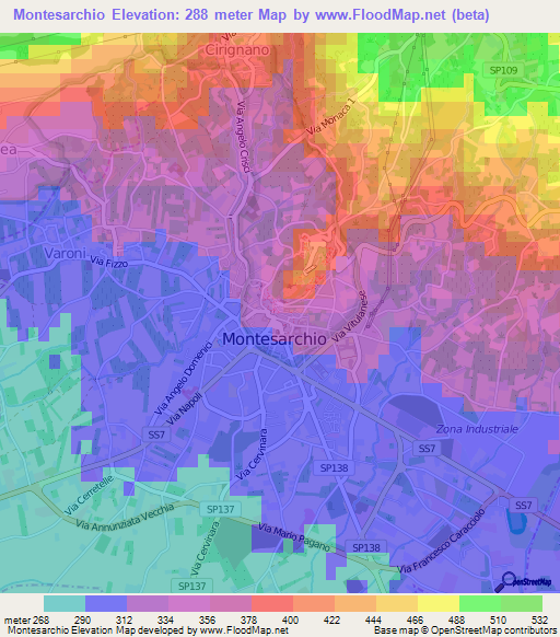 Montesarchio,Italy Elevation Map