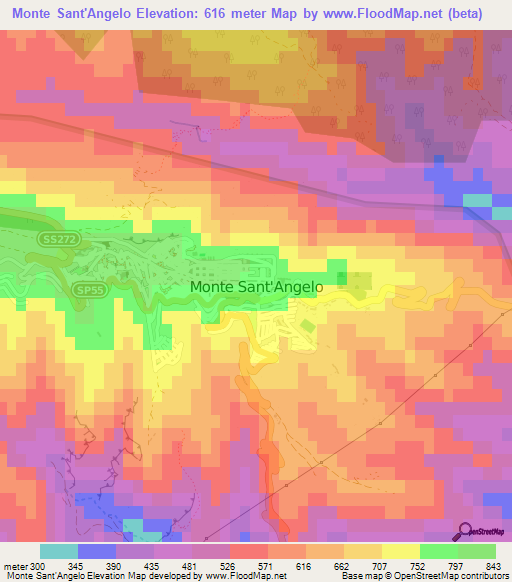 Monte Sant'Angelo,Italy Elevation Map