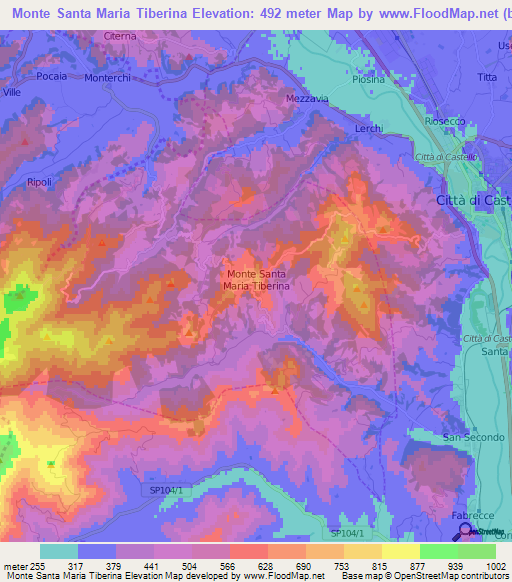 Monte Santa Maria Tiberina,Italy Elevation Map
