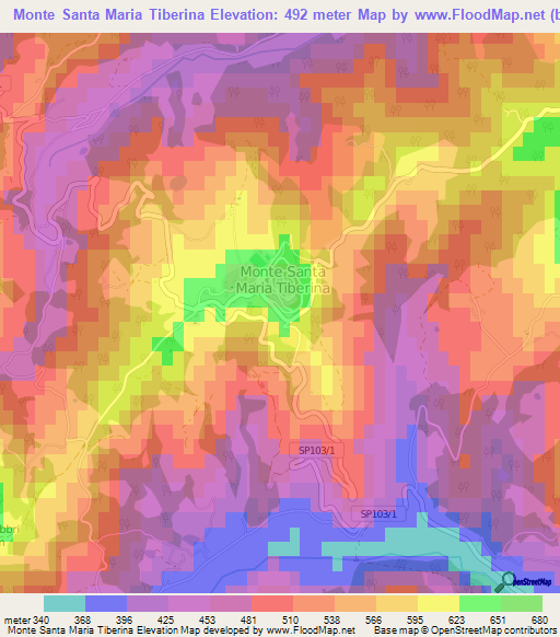 Monte Santa Maria Tiberina,Italy Elevation Map