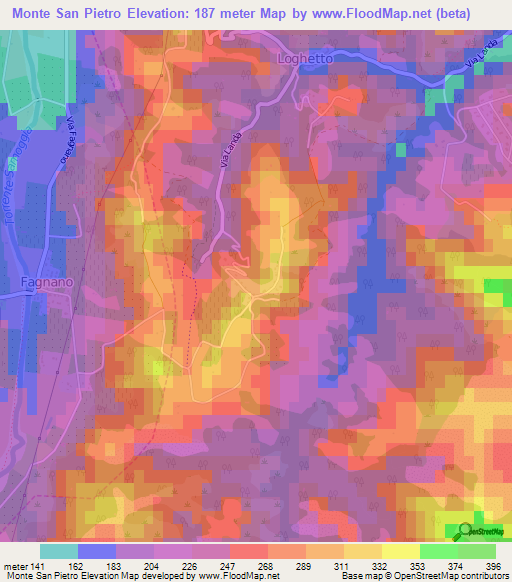 Monte San Pietro,Italy Elevation Map