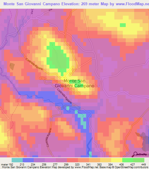 Monte San Giovanni Campano,Italy Elevation Map