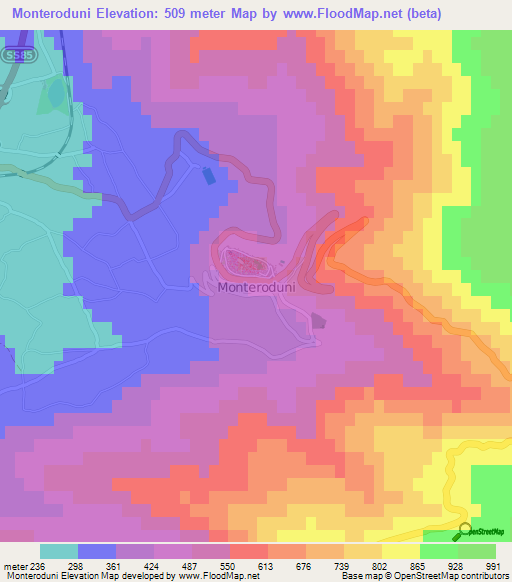 Monteroduni,Italy Elevation Map