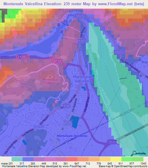 Montereale Valcellina,Italy Elevation Map