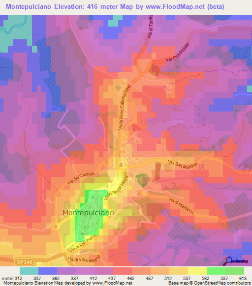 Montepulciano,Italy Elevation Map