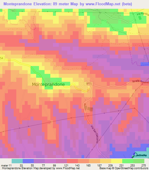 Monteprandone,Italy Elevation Map