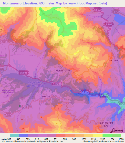 Montemurro,Italy Elevation Map