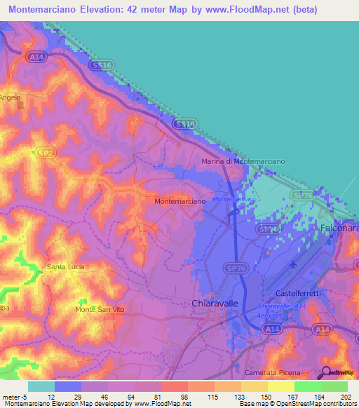 Montemarciano,Italy Elevation Map