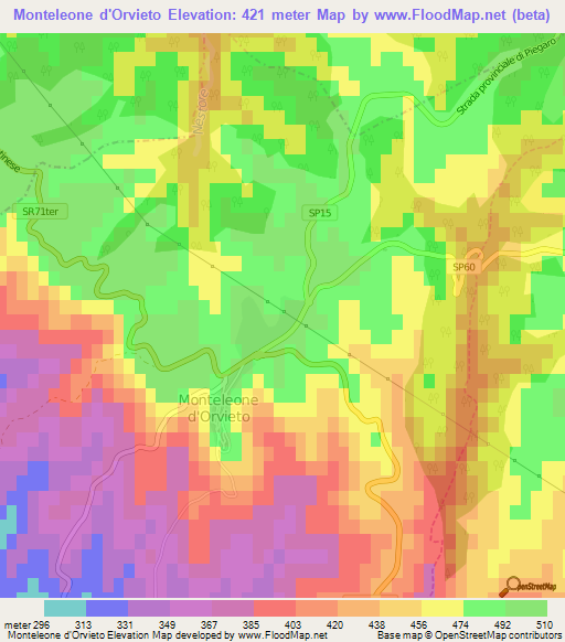 Monteleone d'Orvieto,Italy Elevation Map