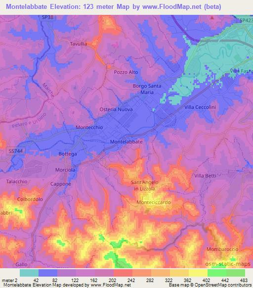 Montelabbate,Italy Elevation Map