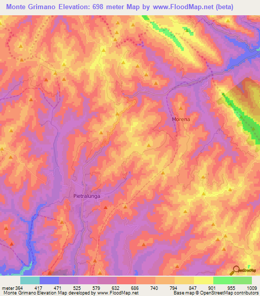 Monte Grimano,Italy Elevation Map