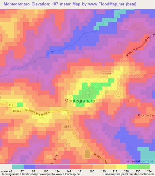 Montegranaro,Italy Elevation Map