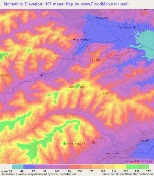 Montefano,Italy Elevation Map