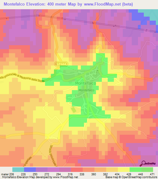 Montefalco,Italy Elevation Map