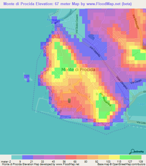 Monte di Procida,Italy Elevation Map