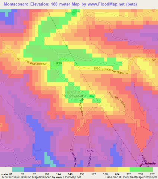 Montecosaro,Italy Elevation Map