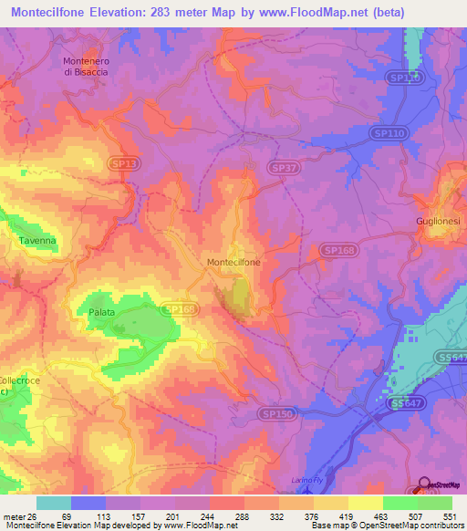 Montecilfone,Italy Elevation Map