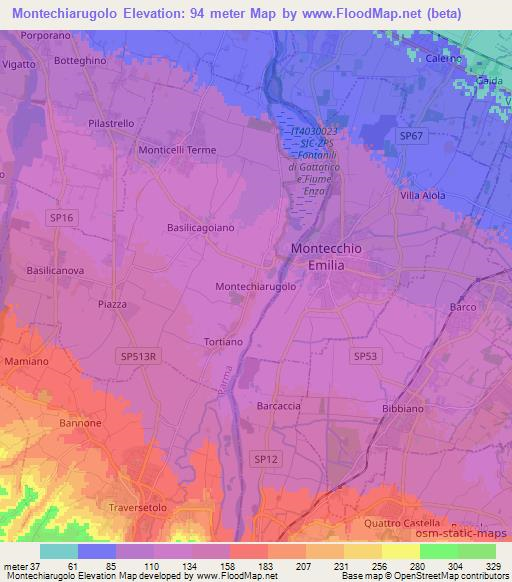 Montechiarugolo,Italy Elevation Map