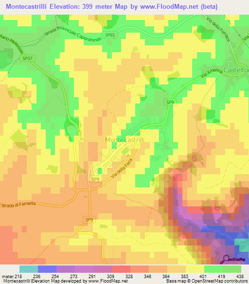 Montecastrilli,Italy Elevation Map