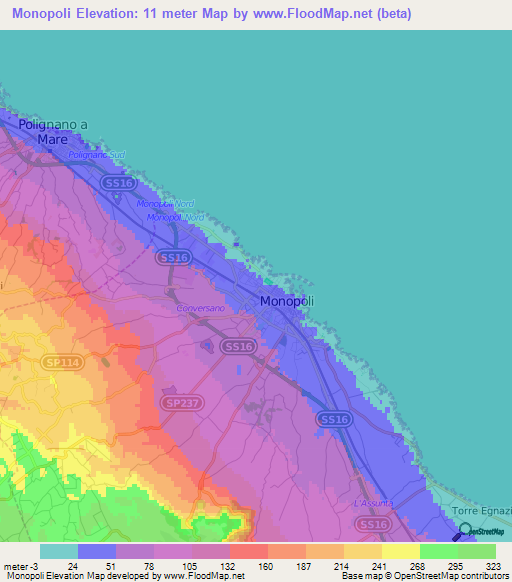 Monopoli,Italy Elevation Map