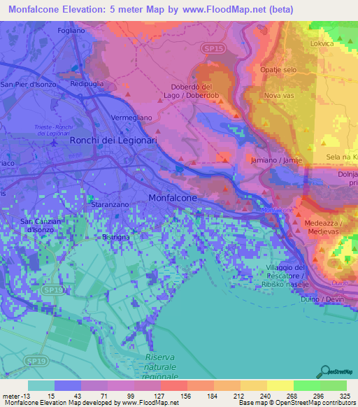 Monfalcone,Italy Elevation Map