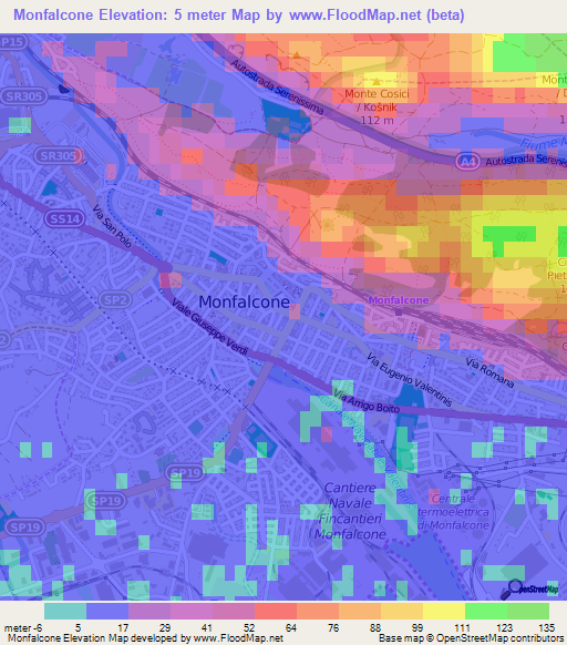 Monfalcone,Italy Elevation Map