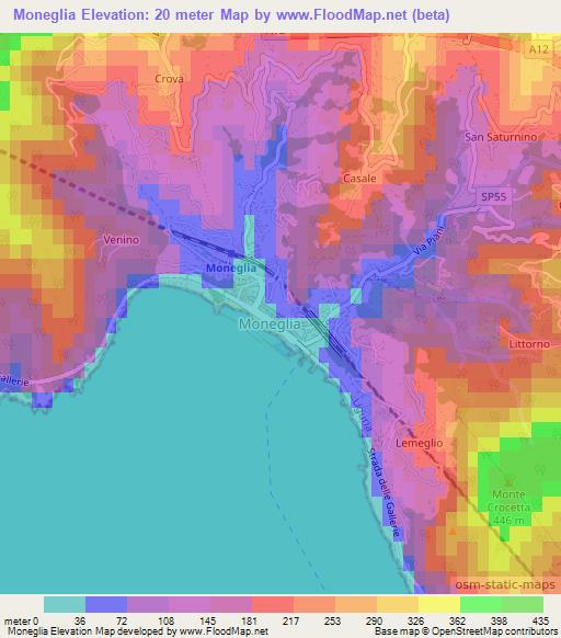 Moneglia,Italy Elevation Map