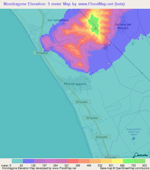 Mondragone,Italy Elevation Map