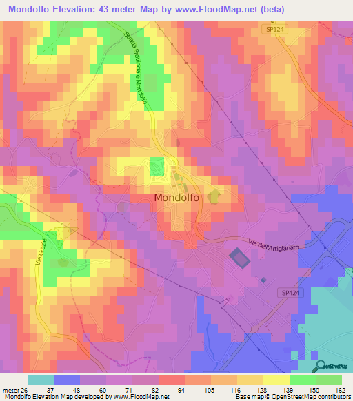 Mondolfo,Italy Elevation Map