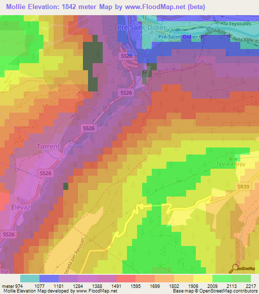 Mollie,Italy Elevation Map