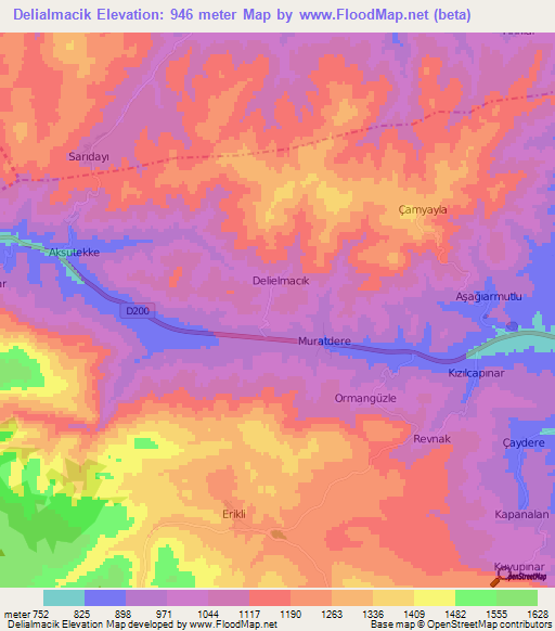 Delialmacik,Turkey Elevation Map