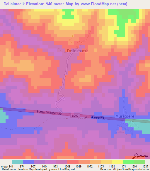 Delialmacik,Turkey Elevation Map